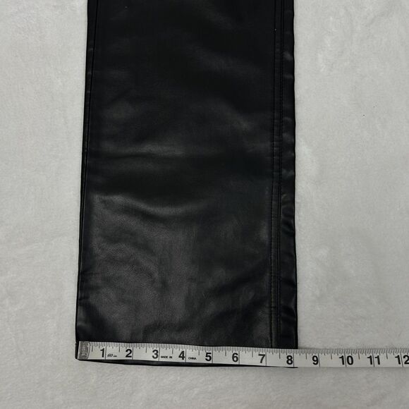Express Pants Womens 7/8 Black Faux Vegan Leather Straight Leg Y2K Style - Picture 11 of 11